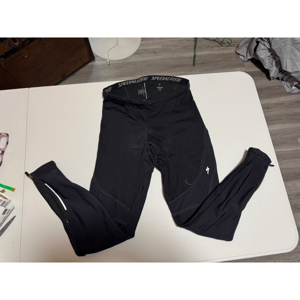 Specialized Men's Med Black Padded Cycling wear Warm Leggings Zippered fun